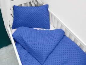 Biante Detské posteľné obliečky do postieľky Minky 3D bodky MKP-001 Modré Do postieľky 100x135 a 40x60 cm