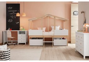 Biela nízka detská komoda z borovicového dreva 110x80 cm Max – Marckeric