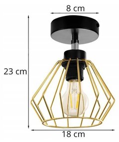 Stropné svietidlo NUVOLA 1, 1x zlaté drôtené tienidlo, (výber z 2 farieb konštrukcie - možnosť polohovania)
