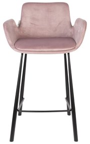 Svetloružové zamatové barové stoličky v súprave 2 ks 91,5 cm Brit – Zuiver