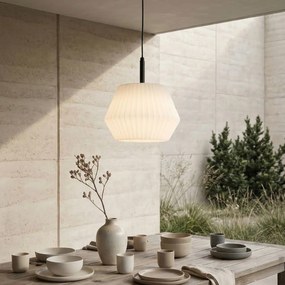 Moderné vonkajšie závesné svietidlo čierne s bielym tienidlom 33 cm IP44 - Robbert