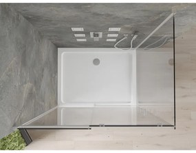 Mexen Omega, sprchovací kút s posuvnými dverami 110 (dvere) x 70 (stena) cm, 8mm číre sklo, chrómový profil + slim sprchová vanička 5cm, 825-110-070-01-00-4010