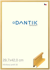 DANTIK rám na obraz 29,7x42 | ALU Dýha barevná žlutá (Plexi Čiré)