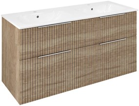 Sapho Sapho, CIRASA umývadlová skrinka s dvojitým umývadlom 121x66x46cm, dub alabama strip, CR121-2322-21
