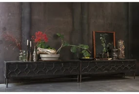 Čierny TV stolík z recyklovaného dreva 160x50 cm Bequest – BePureHome
