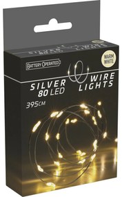 Svetelný drôt Silver lights 80 LED, teplá biela, 395 cm
