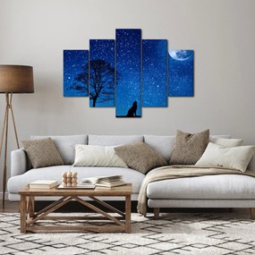 Obraz vlka vyjúci na mesiac (150x105 cm)
