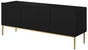 TV stolík Nicole 150 cm - čierny mat / zlaté nožičky