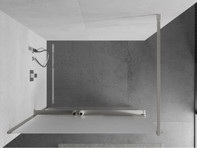 Mexen Kioto+, sprchová zástena Walk-In s poličkou a vešiakom 90 x 200 cm, 8mm sklo námraza, brúsená oceľ profil, 800-090-121-97-30
