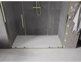 Mexen Velar L Duo, posuvné sprchové dvere do otvoru 200 cm, 8mm číre sklo, zlatá lesklá, 871-200-003-02-50