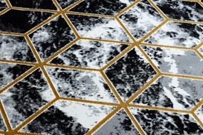 Koberec, Behúň GLOSS moderný 409A 82 Kocky art deco čierno / sivo / zlatý