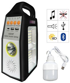 Multifunkčná solárna LED lampa s reproduktorom a powerbankou Kemp