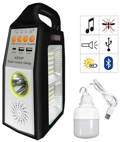 Multifunkčná solárna LED lampa s reproduktorom a powerbankou Kemp