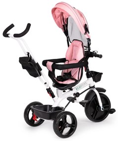 Trojkolka otočné sedadlo so strieškou Ružová ECOTOYS
