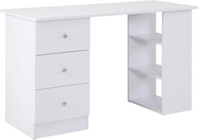 HOMCOM Multimedia Počítačový Stôl s Viacerými Úložnými Priestormi 3 Zásuvky 2 Poličky 120L x 49W x 72H cm Biela | Aosom