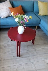 Červený okrúhly konferenčný stolík z borovicového dreva ø 60 cm Sticks – Karup Design
