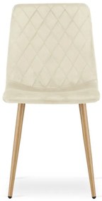 Set dvoch jedálenských stoličiek TURIN zamatové, svetlobéžové / hnedé nohy (2 ks)