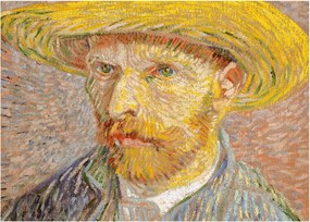Sklenený obraz - Vincent van Gogh, Self-Portrait with a Straw Hat (The Potato Peeler), reprodukcia (70x50 cm)
