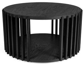 Čierny konferenčný stolík z dubového dreva Woodman Drum, ø 83 cm