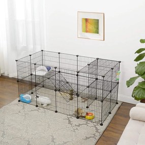 Modulárna ohrádka pre malé zvieratá, 2 úrovne, čierna