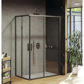 Jedna strana sprchového kúta s rohovým vstupom RAVAK Blix Slim 120 cm farba rámu čierna dekor skla číre sklo X1XMG0300Z1