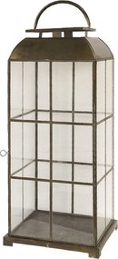 Mosadzná antik kovová lampáš s mžižkou Dione - 24*24*64 cm