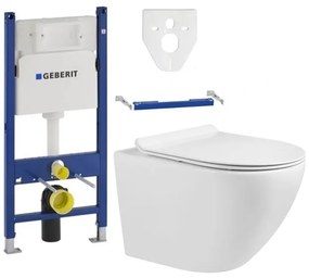 Závesný set GEBERIT Duofix Basic+ WC LENA Rimless 48 x 36 cm + pomaly padajúca doska Slim, biela, 3322XX00+39010100