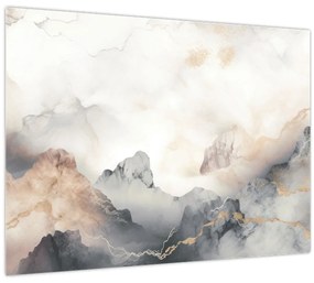 Sklenený obraz - Abstrakcia hôr s textúrou mramoru (70x50 cm)