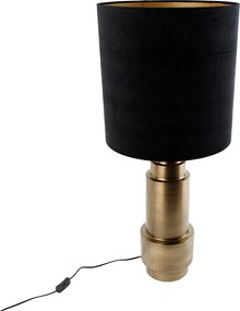 Stolná lampa bronzová s tienidlom z velúru čierna so zlatom 40 cm - Bruut