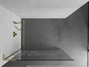 Mexen Kioto L, sprchová zástena Walk-In 90 x 200 cm, 8mm číre sklo biely vzor, zlatý matný profil, 800-090-103-55-85