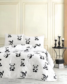 Sada 3 ks bavlnených obliečok s prehozom Panda biele/čierne