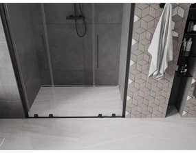 Mexen Velar L Duo, posuvné sprchové dvere do otvoru 160 cm, 8mm číre sklo, čierna matná, 871-160-003-02-70
