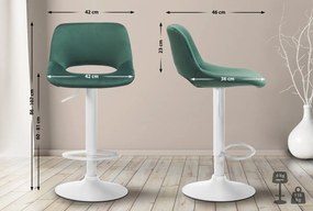 Barová stolička Camden - zamat, biely rám Zelená
