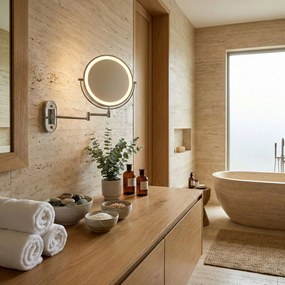 Rea Glow, kozmetické LED zrkadlo nástenné 20 cm, chrómová, HOM-70003