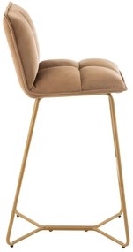 Hnedá zamatová barová stolička Lisa Brown - 55*47*104cm