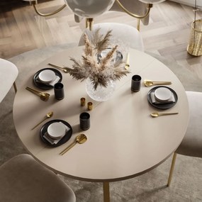 OKRÚHLY ROZKLADACÍ JEDÁLENSKÝ STÔL EWALD KAŠMÍR MATNÝ + ZLATÝ 100/140 cm