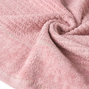 Bavlnená osuška GLORY v ružovej farbe s velúrovým okrajom prešitá lesklou niťou Šírka: 50 cm | Dĺžka: 90 cm