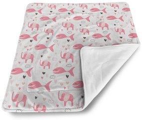 Sablio Deka pre bábätko Slony, rybičky, srdiečka a mráčky - 80x100 cm