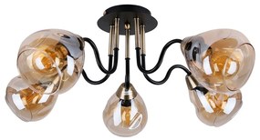 Stropné svietidlo so skleneným tienidlom v čierno-zlatej farbe Unica - Candellux Lighting