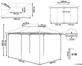 Altánok 300 x 400 cm tmavosivý COLOS Beliani