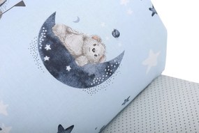 Ochranný mantinel do postieľky 180x30 cm BABYMAM PREMIUM - Medvedíci vo vesmíre/tm. bodky na šedej