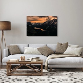 Obraz jazera medzi horami (90x60 cm)