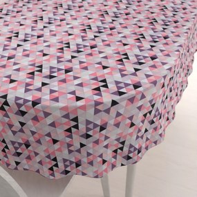 Biante Bavlnený oválny obrus Sandra SA-330 Ružovo-fialovo-čierne trojuholníčky 100x160 cm