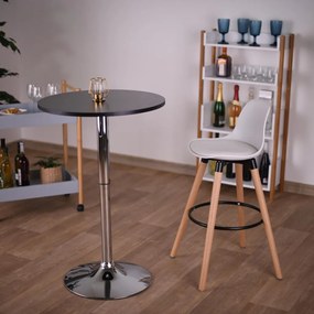 Tempo Kondela Barový stôl s nastaviteľnou výškou, čierna, priemer 60 cm, BRANY 2 NEW