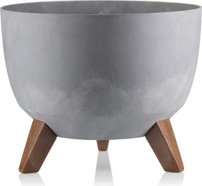 PLASTOVÝ KVETINÁČ ROSA LINEA SADA 2KS 15X24,3 CM+18,3X29,2 CM IMITÁCIA BETÓNU SIVÁ