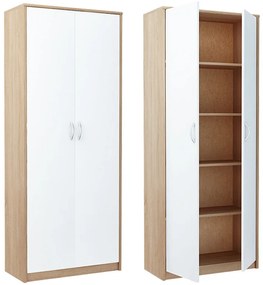 Policová skriňa LUCETTE - šírka 74 cm, dub sonoma / biela