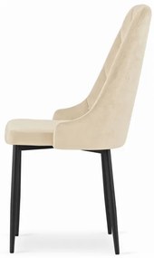 Set dvoch jedálenských stoličiek CAPRI zamatové béžové / čierne nohy (2 ks)