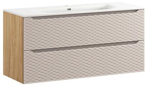 Závěsná skříňka Ocean Sky se zápustným umyvadlem 120 cm dub olejovaný/béžová