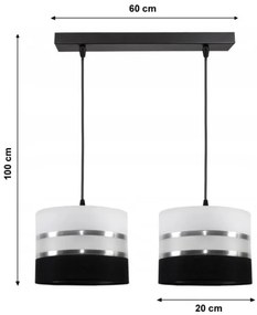 Luster na lanku CORAL 2xE27/60W/230V čiernobiela