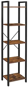 Knižnica, industriálna, 5 políc, 146x40x30cm